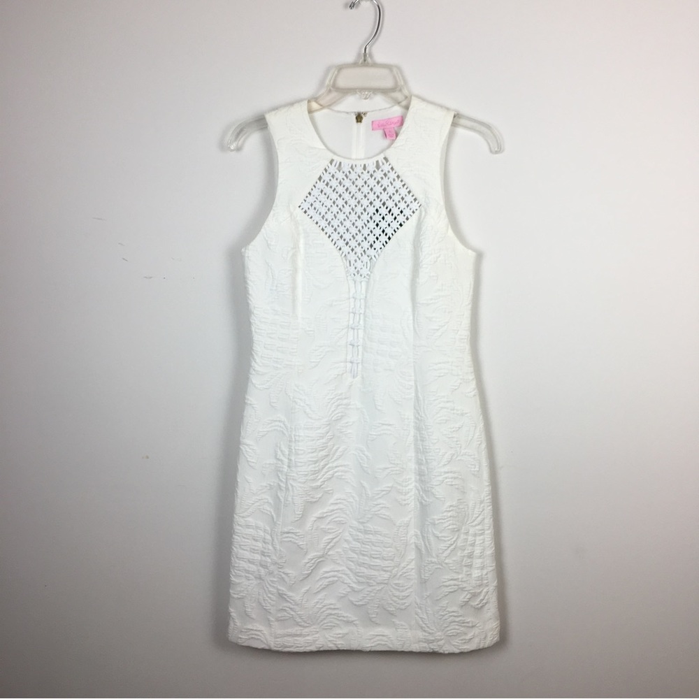NWT Lilly Pulitzer White Keali Shift Dress Sz 2 Pineapple Jacquard Graduation